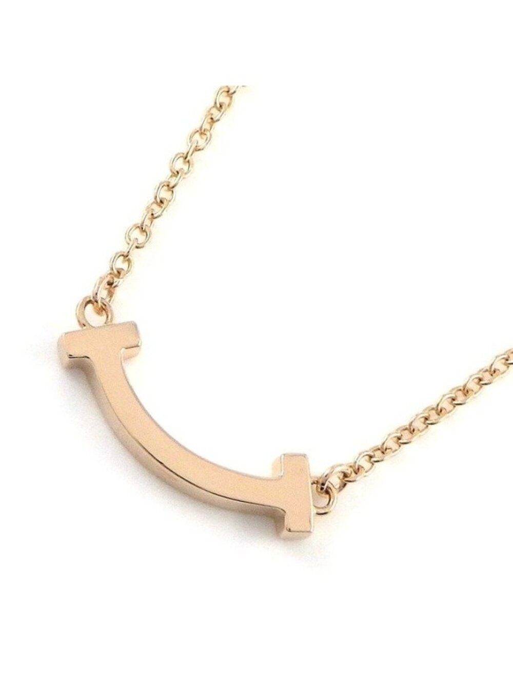 Tiffany & Co Necklace T Smile Mini Micro 18k Pink Gold